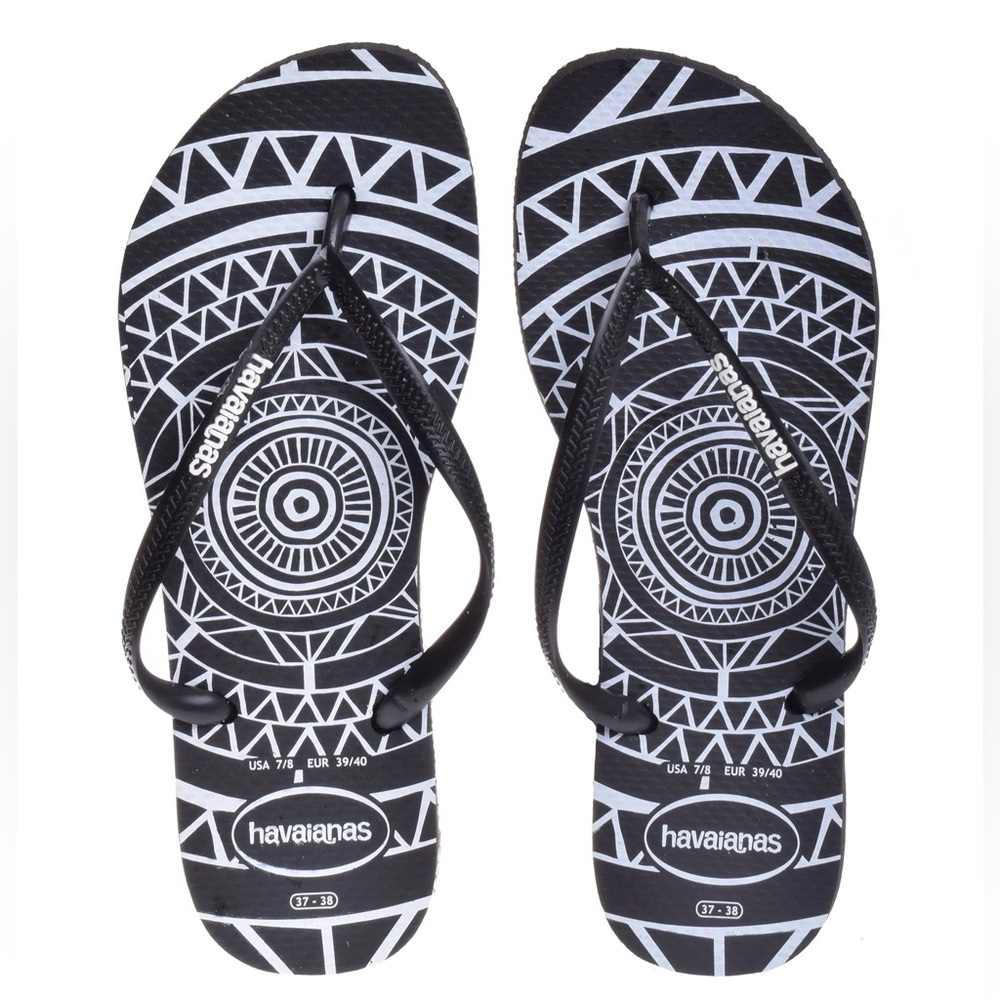 Havaianas Flip Flops - Black & White Pattern